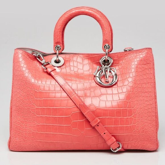 Christian Dior Pink Alligator Large Diorissimo Tote Bag - Picture 6 of 12